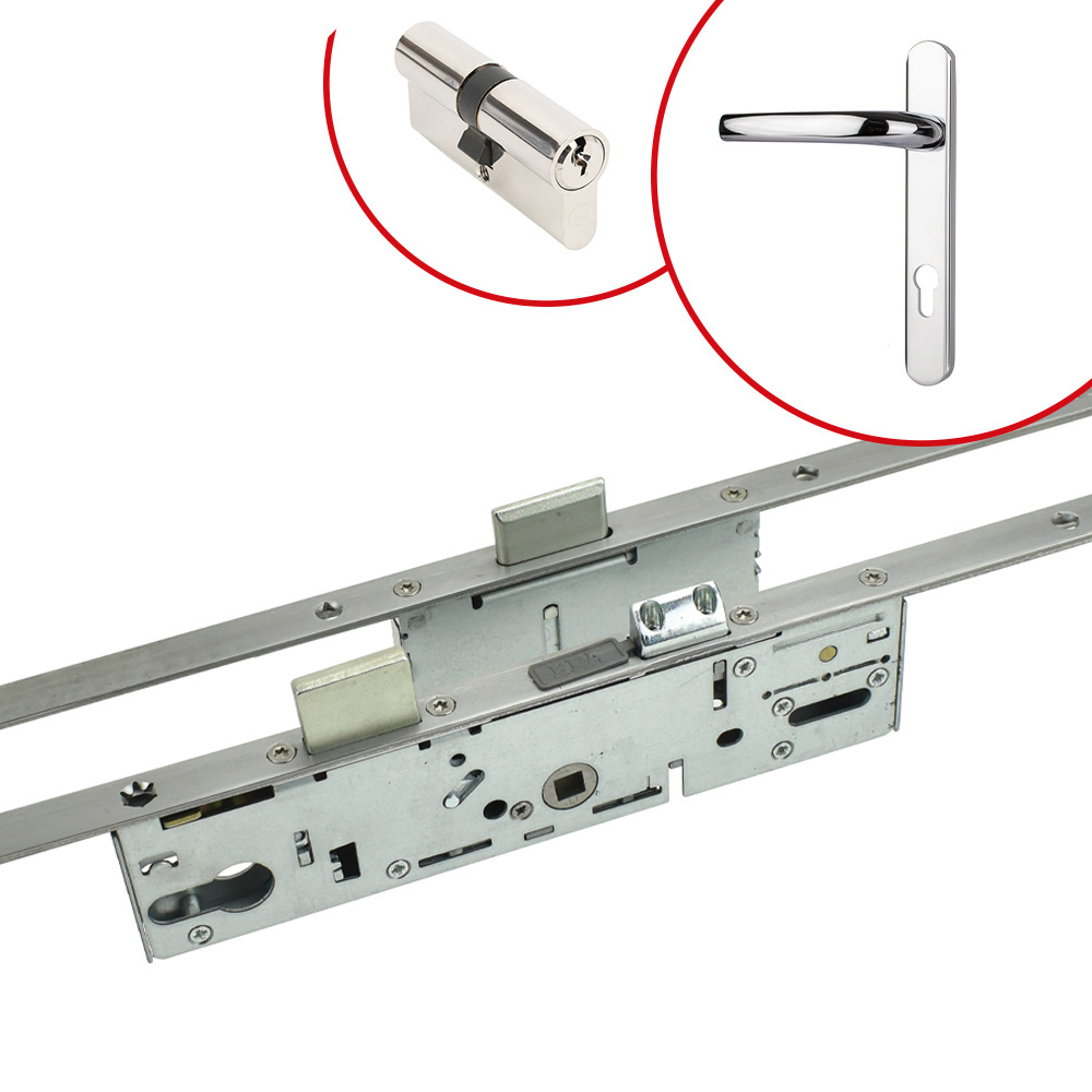 ERA 2 Deadbolt Front Door Lock Kit with Door Cylinder & Alpine Door Handle - Polished Chrome (45mm Backset)
